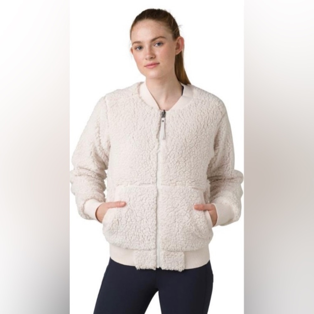 Prana Off White Polar Escape Cozy Fleece Jacket